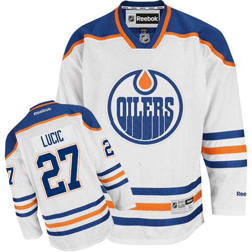 Womens Reebok Edmonton Oilers 27 Milan Lucic Authentic White Away NHL Jersey